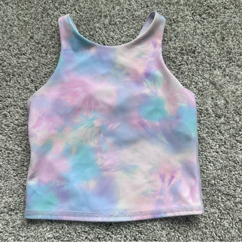 All in Motion Girls Pink Blue Purple Tie Dye Cropped Tank Top - Picture 4 of 11